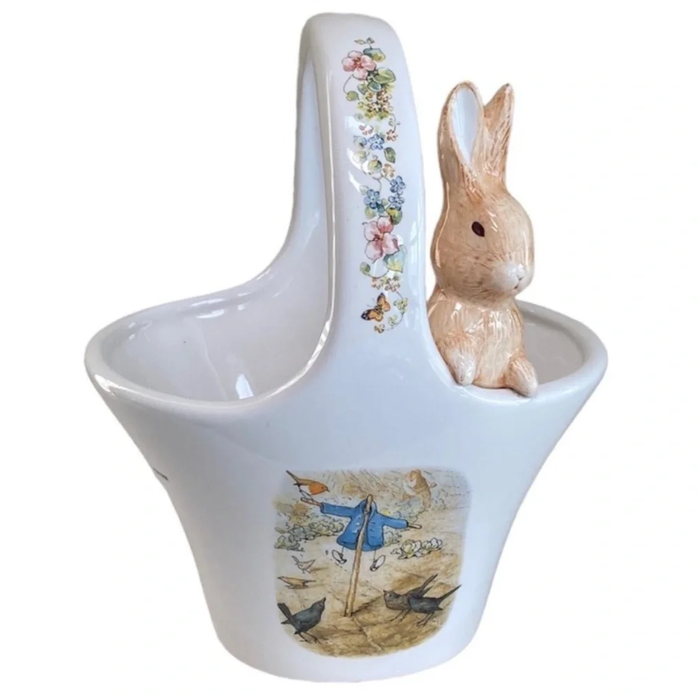 Vintage Beatrix Potter Easter Basket Bunny Rabbit Collectibles Floral Teleflora